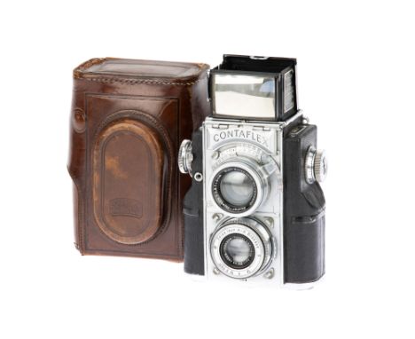 A Zeiss Ikon Contaflex 35mm TLR Camera, 1935-38, chrome, serial no. Z42216, with a Carl Zeiss Jena Tessar f/2.8 5cm lens, ser