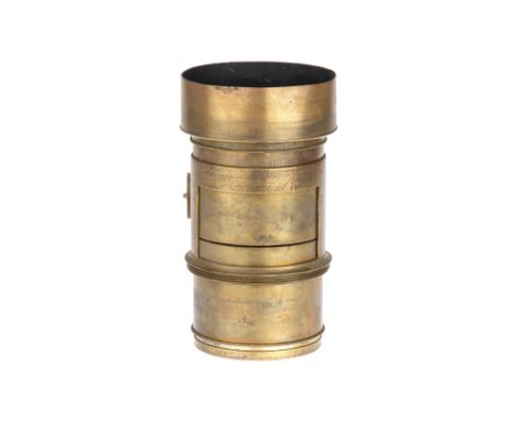 A J. H. Dallmeyer 3B Soft Focus Portrait Petzval Camera Lens, 1866, brass, serial no. 36542, body G, optics VG, mild patina t