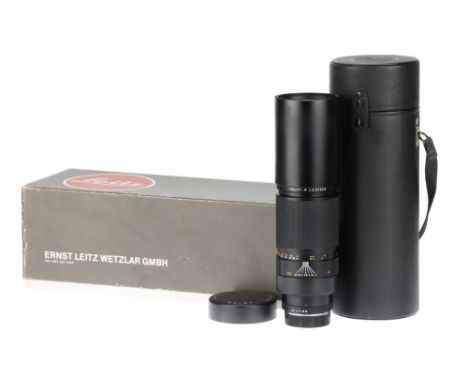 A Leitz Telyt-R f/4.8 350mm Lens, 1983, black, serial no. 3252394, body VG-E, optics VG-E, some light dust present, with fron