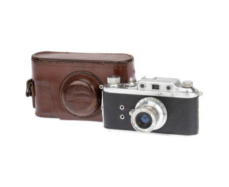 A Gatto A. G. Sonne V Rangefinder Camera, 1948, chrome, serial no. 0849, with Anastigmat "T" Elionar f/3.5 5cm lens, chrome, 