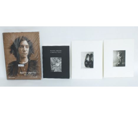 Patti Smith - 'Camera Solo' paperback book, sold with two signed printed photographs one entitled 'Robert's Slippers' that fe