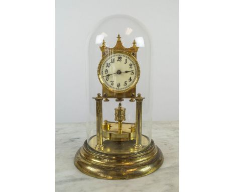 GUSTAV BECKER CLOCK IN GLASS DOME, early 20th century, numbered 120754, 30cm H. 