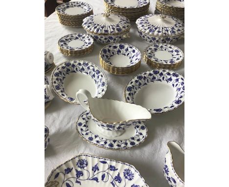 DINNER SERVICE, English fine bone china Spode 'Blue Colonel', twelve place, six piece settings, approx. ninety-four pieces. 