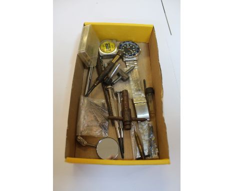 Watch and Clock Makers box, Mini Tools, Screwdrivers, Keys and Winders etc