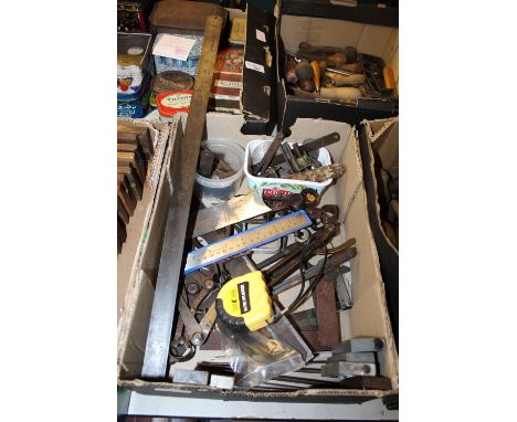 Collection of Engineers Metal Tools, Moore and Wright, Early Stanley, Metal Squares, Dividers, Callipers etc