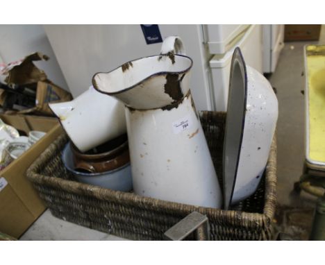 Basket of Enamel Wares
