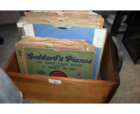 Wooden Box containing 50 x 78's - His Masters Voice/Brunswick/Parlophone/Capitol/Zonophone/Philips Regal etc
