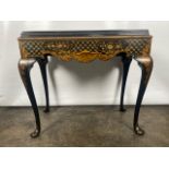 Embossed Oriental Style Wooden Side Table