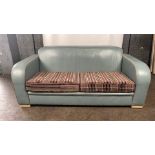 David Linley Teal Leather Sofa