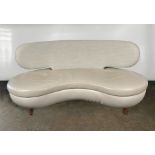 Elegant Leather Base Curved Sofa