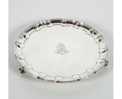 SALVER, Manuf William Hutton u.Sons/London,1897, Georgian Style/viktorianische Epoche, runde Form auf vier Akanthusblattfüßen