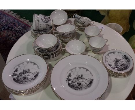 A ROYAL TARA 'ROCK OF CASHEL' PATTERN PART DINNER & TEA SERVICE.