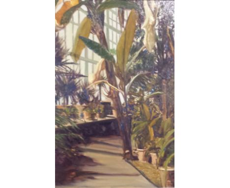 ALEX McKENNA, OLD PALM HOUSE, BOTANICAL GARDENS, OIL ON BOARD, SIGNED LOWER LEFT, MOUNTED, FRAMED. 28ins X 20ins.