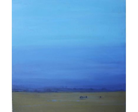 JOHN MORRIS (IRELAND B. 1958), EVENING LIGHT SANDYMOUNT, OIL ON BOARD. 18" X 18". SIGNED.