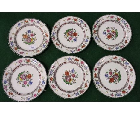 A SET OF SIX SPODE 'CHINESE ROSE' PATTERN PLATES.