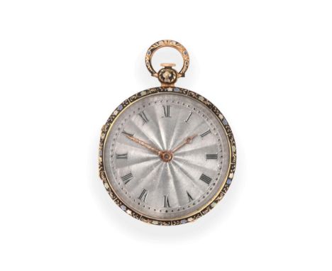 A Gold and Enamel Verge Pocket Watch, signed J Ante Rey a Geneve, circa 1840, gilt fusee verge movement signed, engine turned