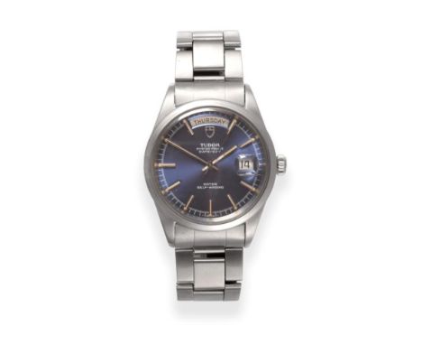A Stainless Steel Automatic Day/Date Centre Seconds Wristwatch, signed Tudor, model: Oyster Prince Day Date, ref: 70170, circ