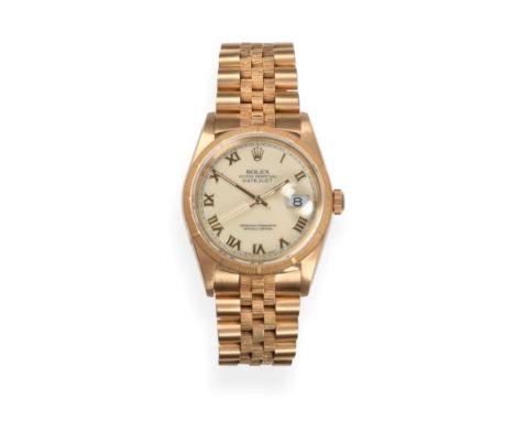 An 18ct Gold Automatic Calendar Centre Seconds Wristwatch, signed Rolex, Oyster Perpetual, Superlative Chronometer Officially