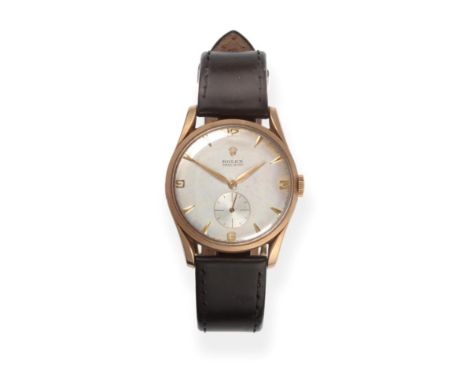 A 9ct Gold Wristwatch, signed Rolex, model: Precision, 1960, lever movement signed and numbered N94581, silvered dial with da