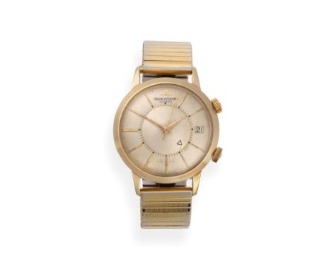 A Gold Plated Automatic Calendar Centre Seconds Alarm Wristwatch, signed Jaeger LeCoultre, model: Memovox, circa 1965, (calib