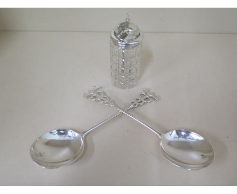 Two silver spoons, London 1894/95 JATS John Aldwinckle and Thomas Slater, 20cm long, approx 4 troy oz, in good condition and 