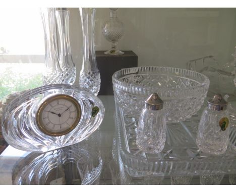 A Waterford crystal bowl 'Marquis' pattern 26cm diameter, and a collection of modern Waterford crystal comprising: three bud 