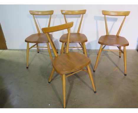 A set of 4 blonde elm Ercol kitchen chairs, design no: 884892, all generally good condition 