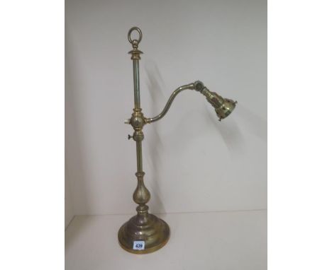 A brass desk lamp with adjustable branch, 62cm tall, good condition - will need rewiring 