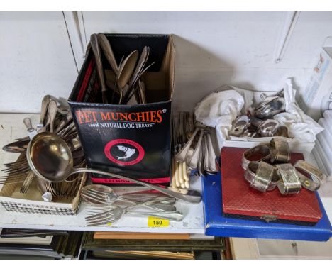 A selection of silver plated cutlery boxed and loose, to include a large ladle 