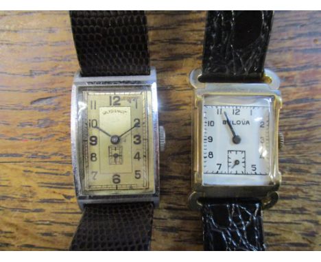 Two vintage wristwatches, a Bulova gold plated cased wristwatch, manual wind on later leather strap (dial repainted), and a W