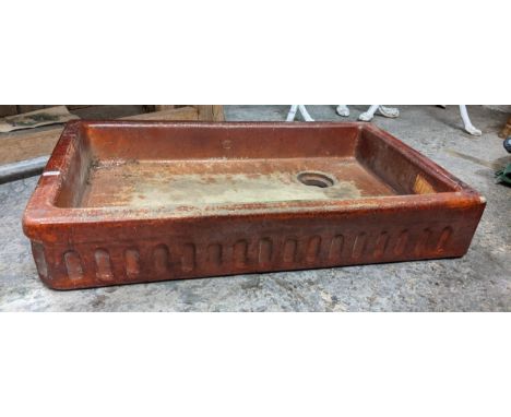 A Victorian salt glazed sink/planter, 13h x 75.5w 