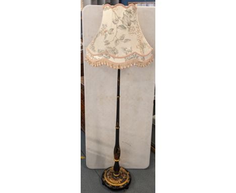 A chinoiserie black lacquered and gilt highlighted standard lamp Location: 