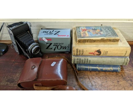 Two cameras to include an Ensign Selfix 820 camera in a leather case together with a Silverette typewriter, four children's b