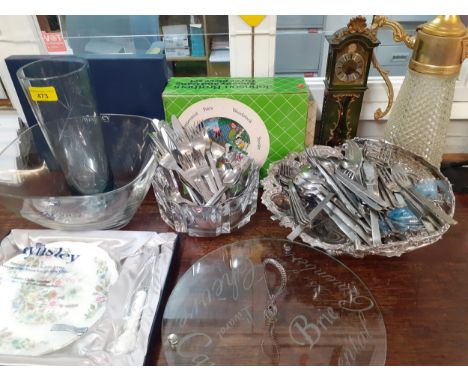 An Orrefors fruit bowl and other glassware, together with mixed 20th century ceramics, silver plate, a Snoopy 3-piece tablewa