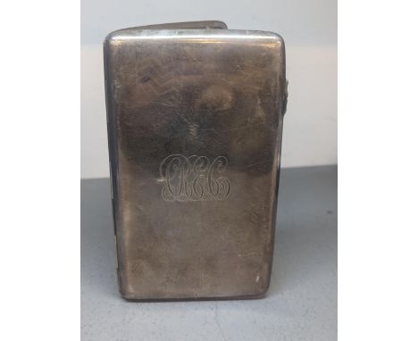 A silver cigarette case initialled, 217gLocation: 