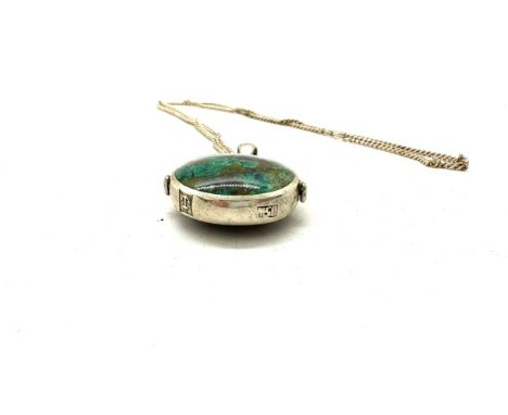 Large vintage silver revolving fob pendant and chain