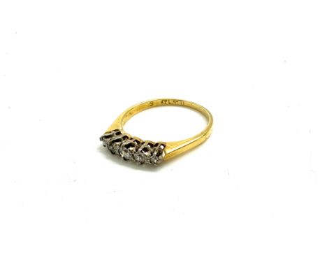 Antique 5 stone diamond ring set in 18ct gold and platinum, approxiamte weight 1.9g, ring size K