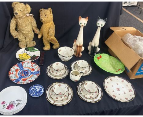 Selection of miscellaneous to include vintage teddy bears, jugs, cups, saucers etc