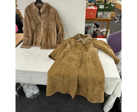 Two vintage ladies coat was fur one suede button up size 14