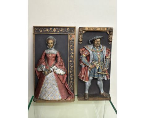 2 Marcus designs wall plaques of Henry VIII and Elizebeth R measures approximately 14 inches tall