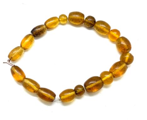 Vintage amber and horn bead necklace, plus one other