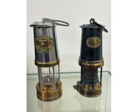 Two vintage minors lamps includes E Thomas and Williams etc