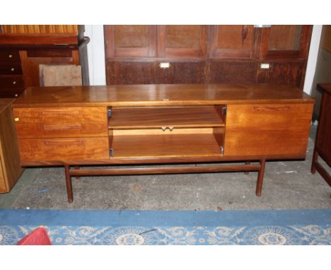 A Mid Century teak sideboard fitted central shelf flanked by 3 drawers and cupboard 80 cm x 211 cm x 44 cm (lacking central c