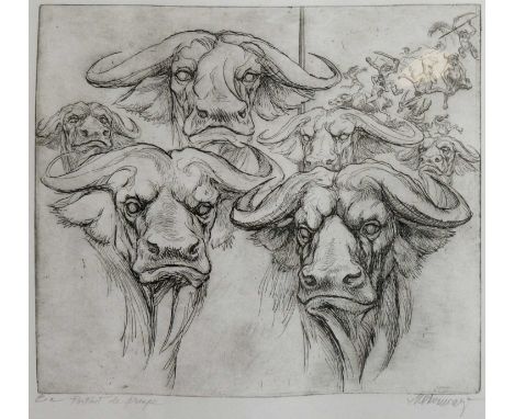  Marcel Chirnoaga (1930–2008, Romanian)Group Portrait,signed and indistinctly titled,etching and aquatint,38 x 33.5cms (plate