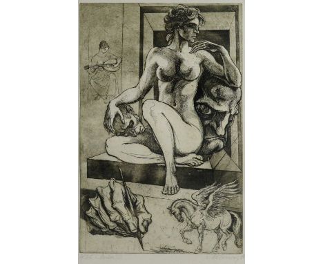  Marcel Chirnoaga (1930–2008, Romanian)Muse,signed and indistinctly titled,etching and aquatint,39 x 25cms (plate size).