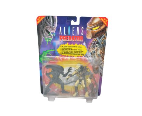 Kenner Action Figures comprising Aliens / Predator Intergalactic battle set, No. 1 and No. 2. Factory sealed on very good car