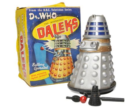 Marx 1964 Battery Operated Plastic Dr Who Dalek. Fair only with damage as shown. In good original box.