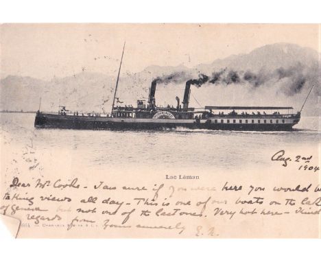 Lac Leman - Paddle Steamer, 1904 used Postcard 'Winkelried' light crease