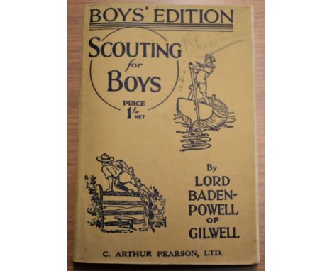 Scouting for Boys by Lord Baden-Powell of Gilwell, Boys' Edition printed by C. Arthur Pearson, Ltd. In excellent condition