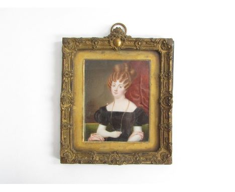 An early 19th Century miniature portrait on ivory panel of Mrs Frederick William Rooke (1793-1829) 'Nee Anne Wallace'. Unsign